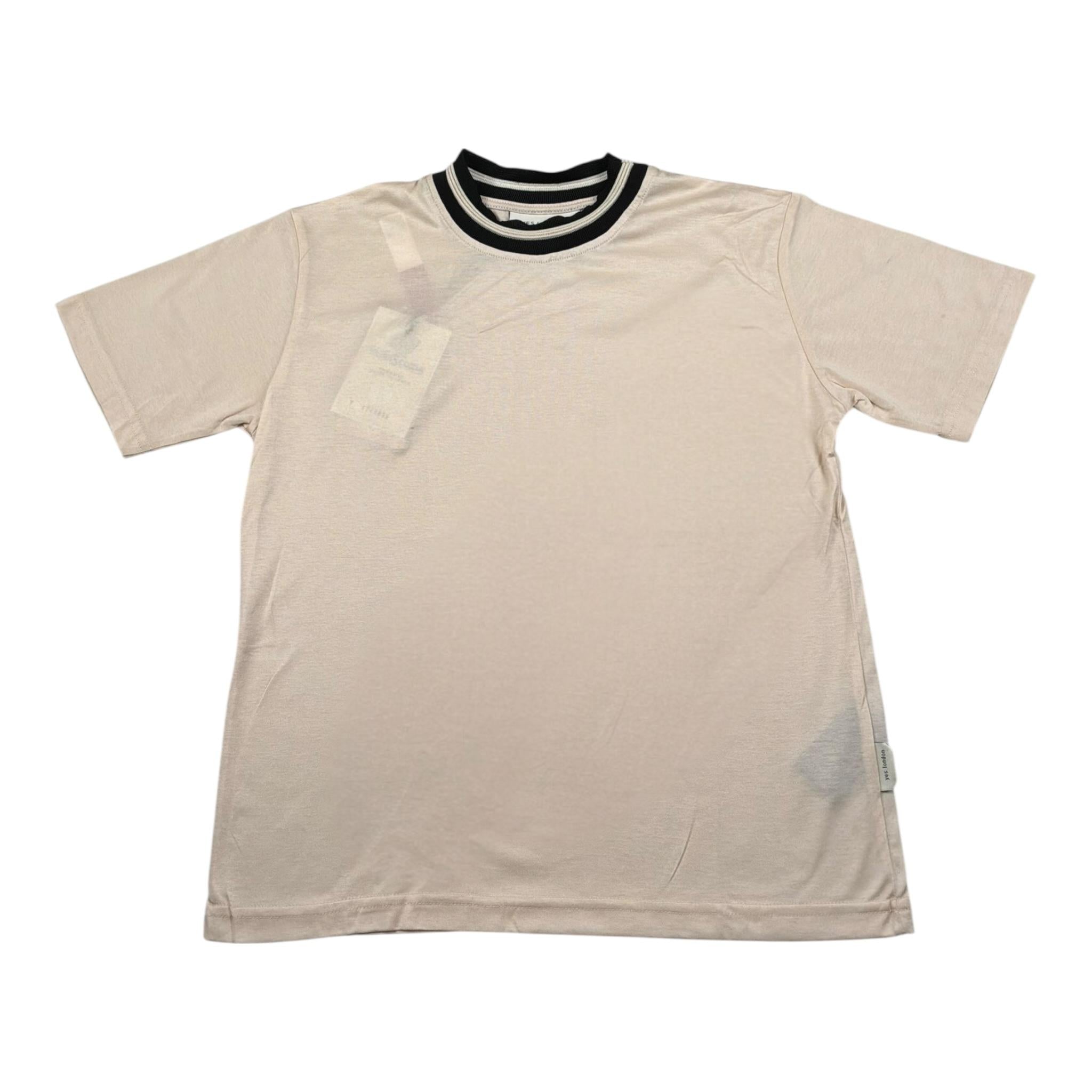 Yes London T-Shirt Girocollo Tinta Unita con Logo per Bambino JR2130X BEIGE YES LONDON 
