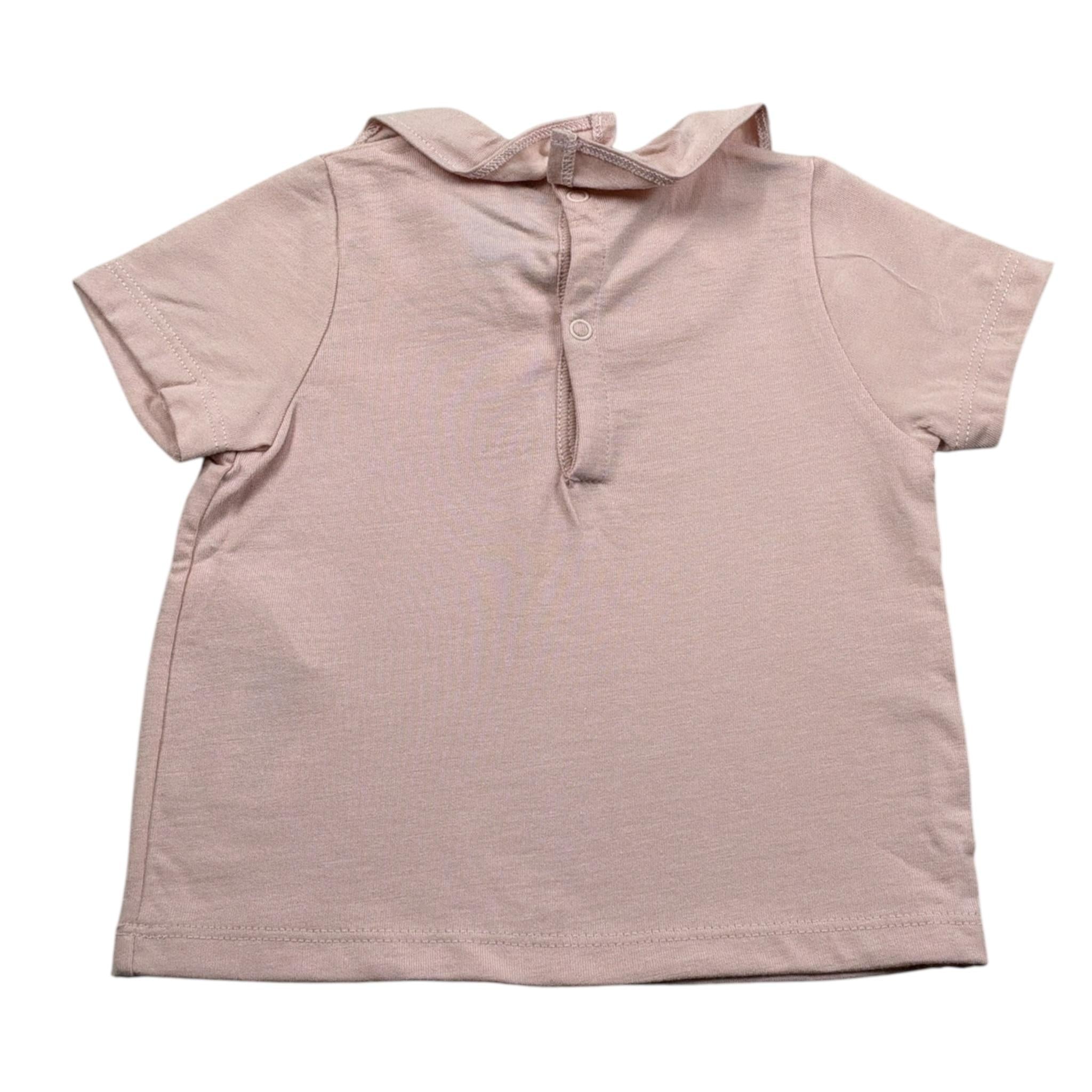 Petit Bateau T-Shit tinta unita con Colletto Rosa per Neonata TBSPE ROSA PETIT BATEAU 