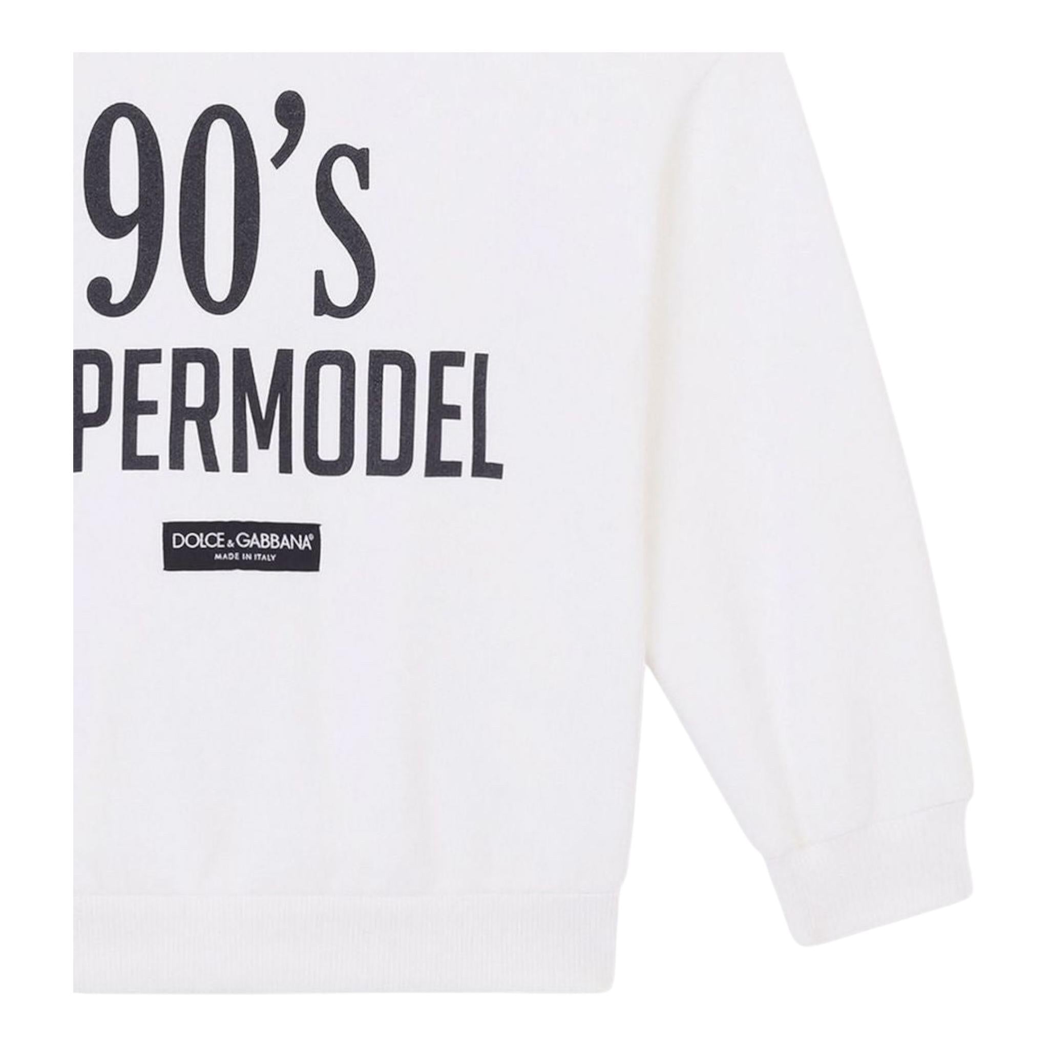 DOLCE & GABBANA felpa tinta unita girocollo con stampa Bianco per Bambino L5JW5D BIANCO DOLCE & GABBANA 