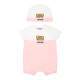 Moschino Set Pagliaccetto-Cappello Bicolore per Neonata MUY07EX BIANCO/ROSA MOSCHINO 