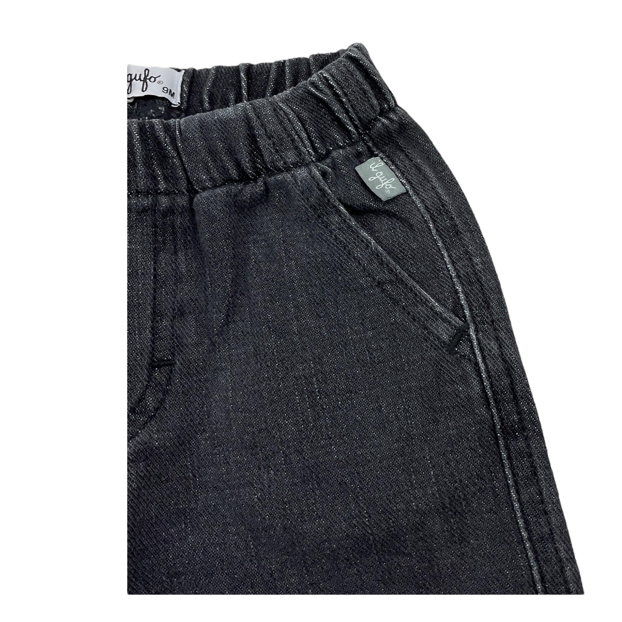 IL GUFO jeans tinta unit con elastico in vita Nero per Neonato A24PL427J0048NX NERO IL GUFO 