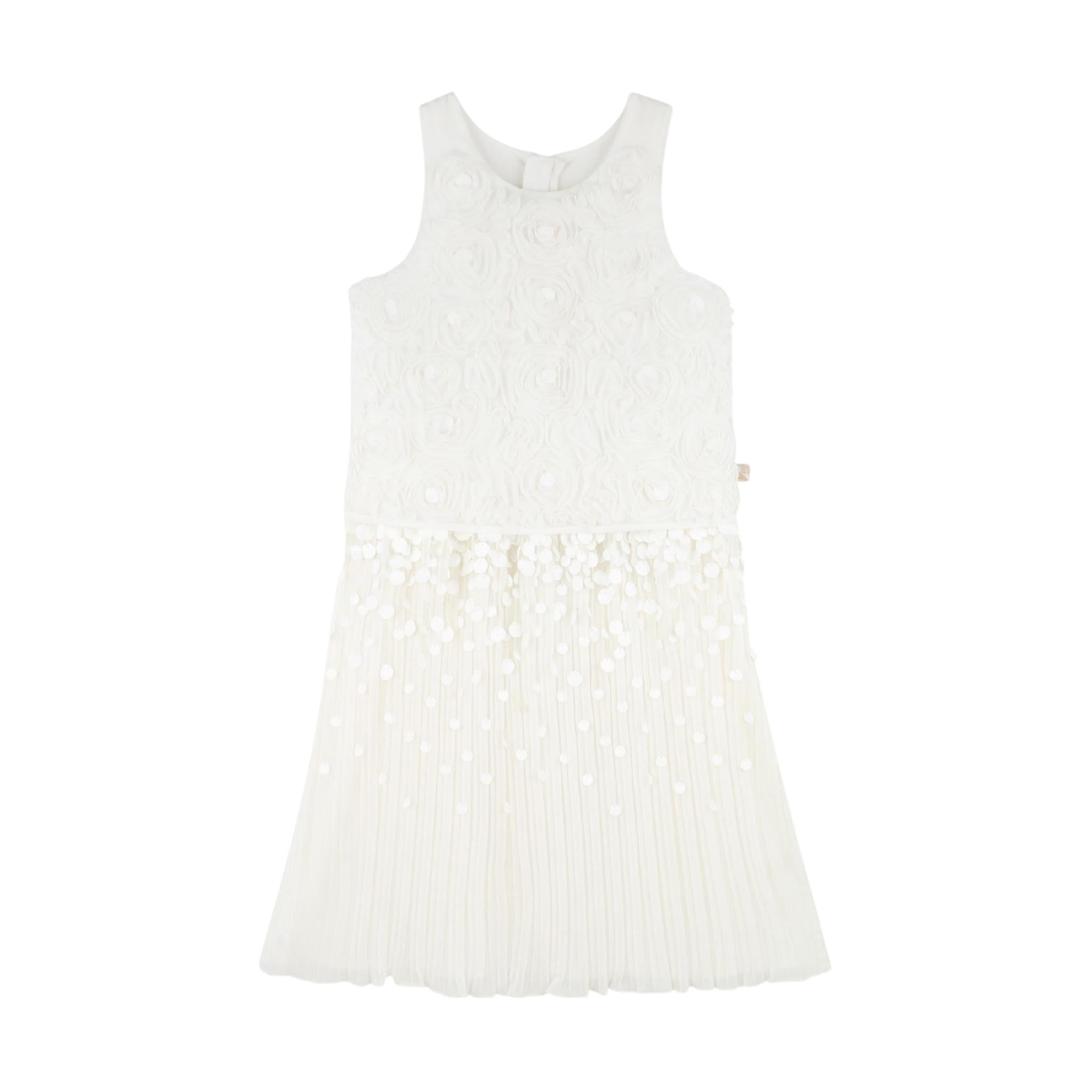 Billieblush Abito Tinta Unita con Fiori Giromanica per Bambina U21132J BIANCO BillIEBLUSH 