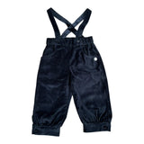 Mini Banda Pantalone Tinta Unita In Velluto con Bretelle per Neonato 3A636 BLU MINI BANDA 