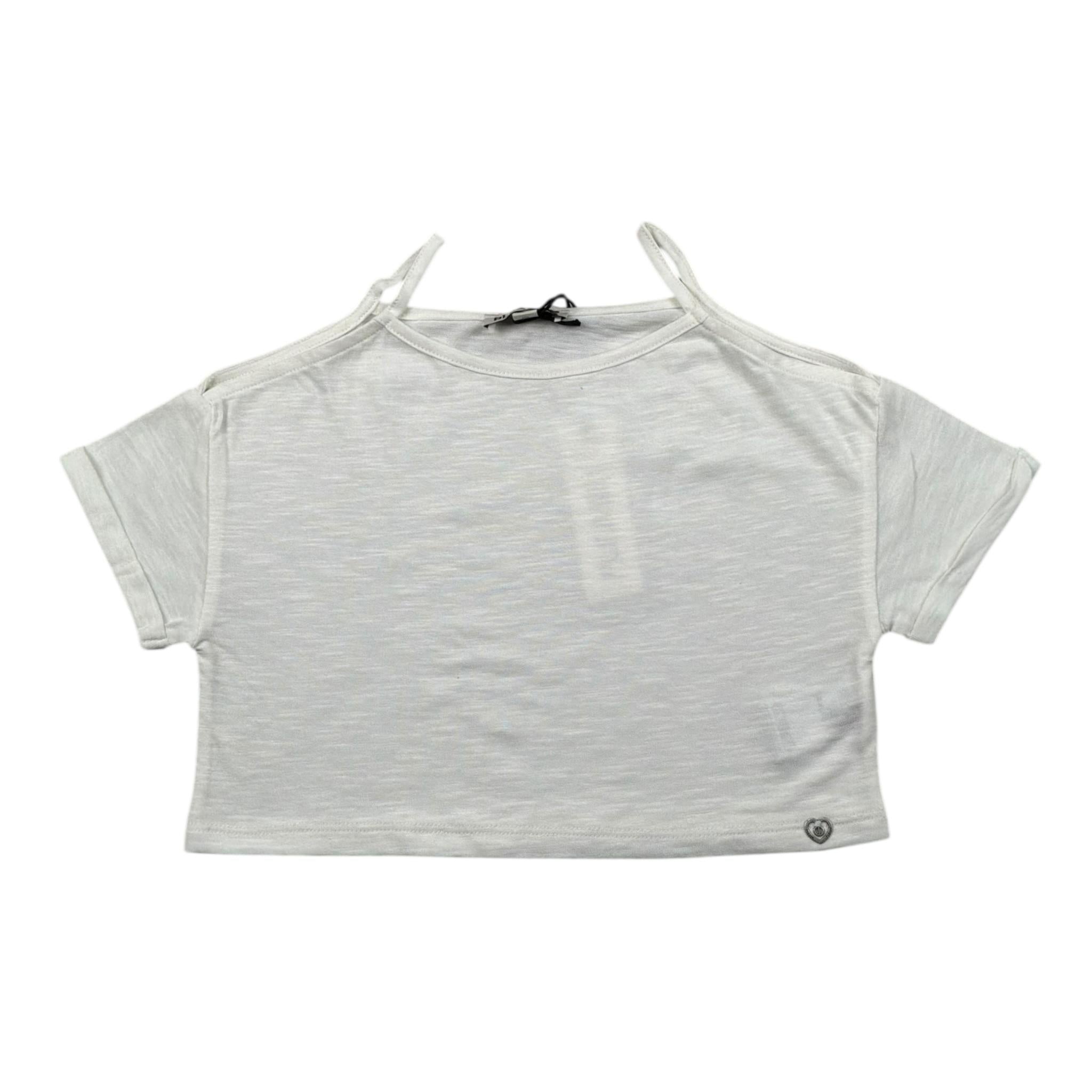 Please Top Mezza Manica Tinta Unita per Bambina MBG3030G72 BIANCO PLEASE 