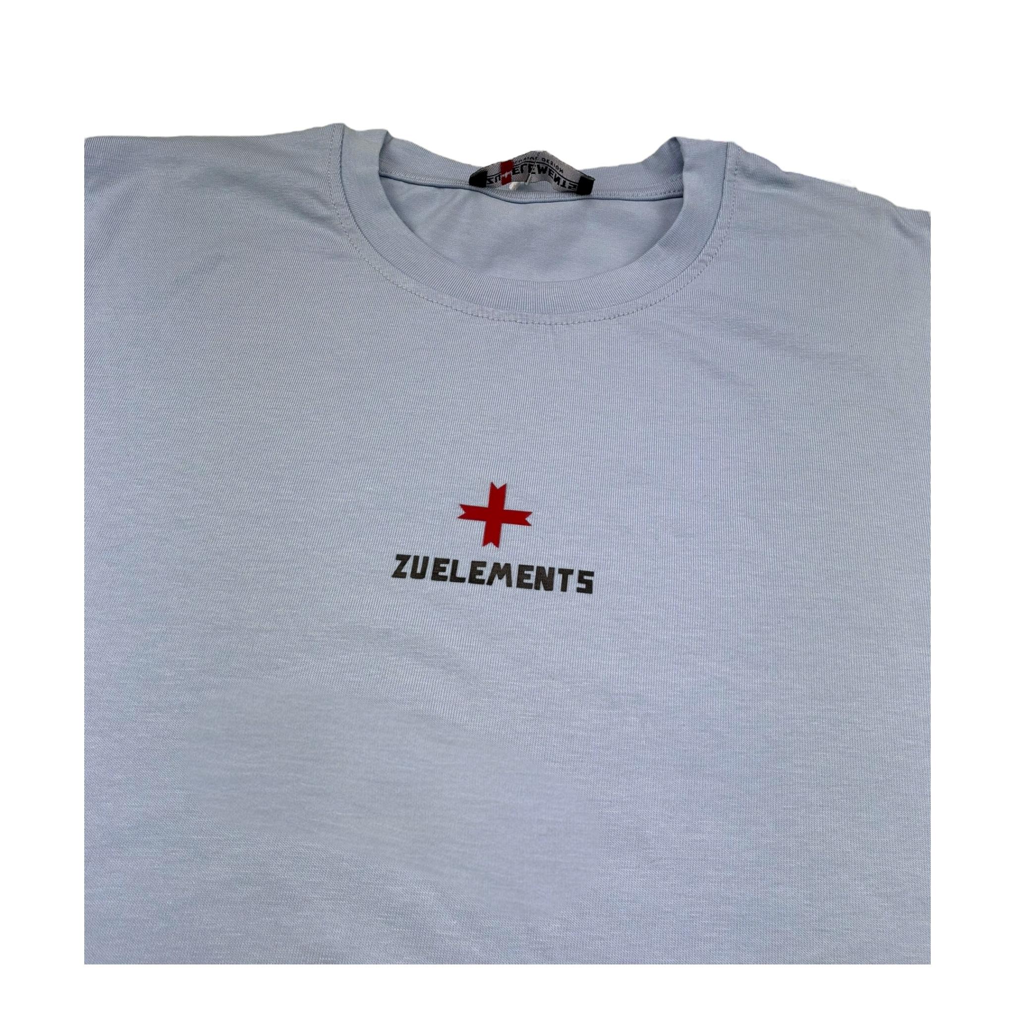 Zu+Elements T-Shirt Girocollo Tinta Unita con Stampa per Bambino ZU1608 AZZURRO POLVERE ZU+ELEMENTS 