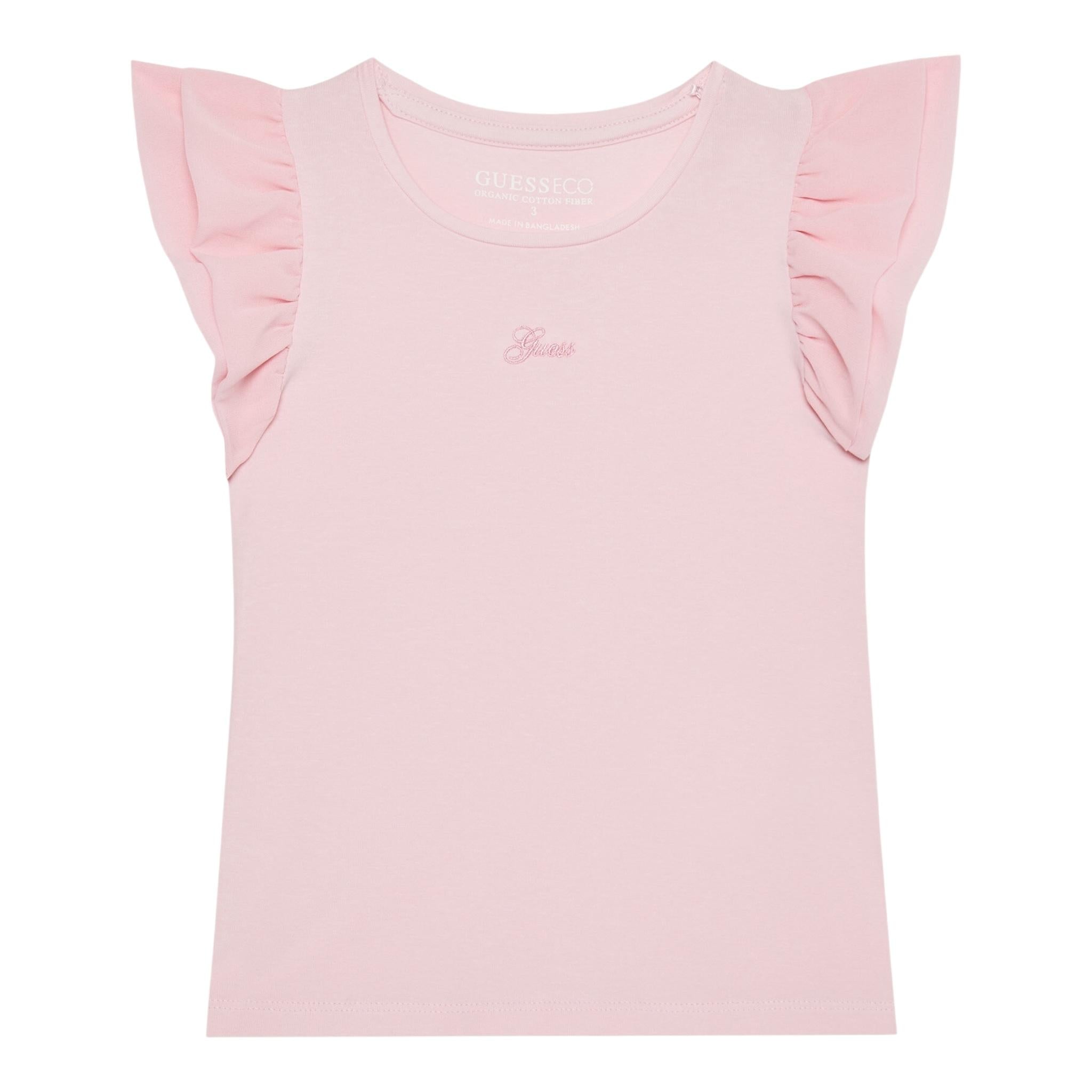 Guess T-Shirt Tinta Unita con Tulle per Bambina K5RI22K6YW4 ROSA GUESS 