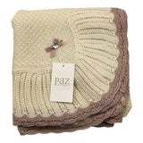 PAZ RODRIGUEZ coperta tinta unita con ricami Avorio per Neonata 029120518 AVORIO PAZ RODRIGUEZ 