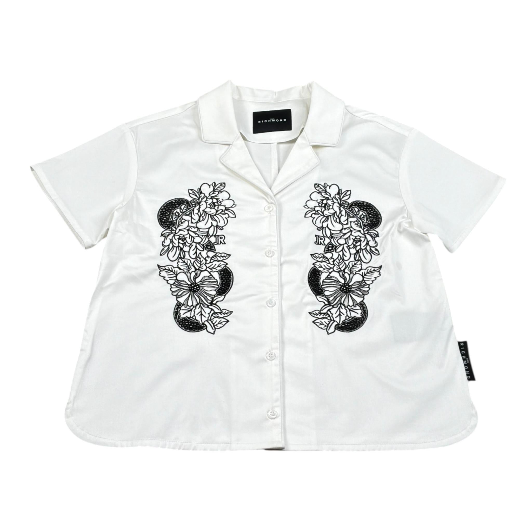 John Richmond Completo 2 Pezzi Short Tinta Unita con Stampa-Camicia per Bambina RGP26126CE BIANCO JOHN RICHMOND 