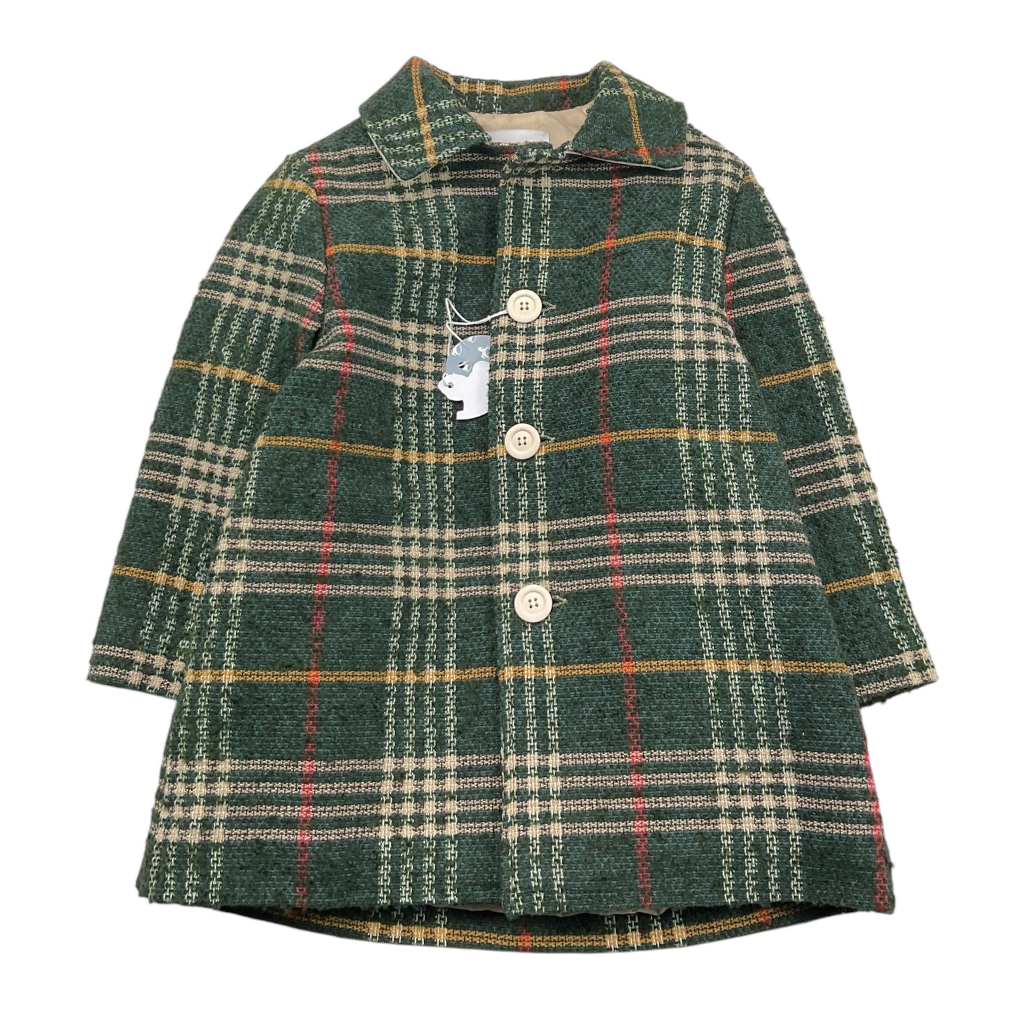 AMBARABA' cappotto tinta unita con fantasia a quadri e bottoni Verde per Bambina FM38071 VERDE AMBARABA' 