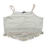 Please Top Tinta Unita con Frangie E Bretelle per Bambina CC90230G72XX PANNA PLEASE 