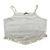 Please Top Tinta Unita con Frangie E Bretelle per Bambina CC90230G72XX PANNA PLEASE 