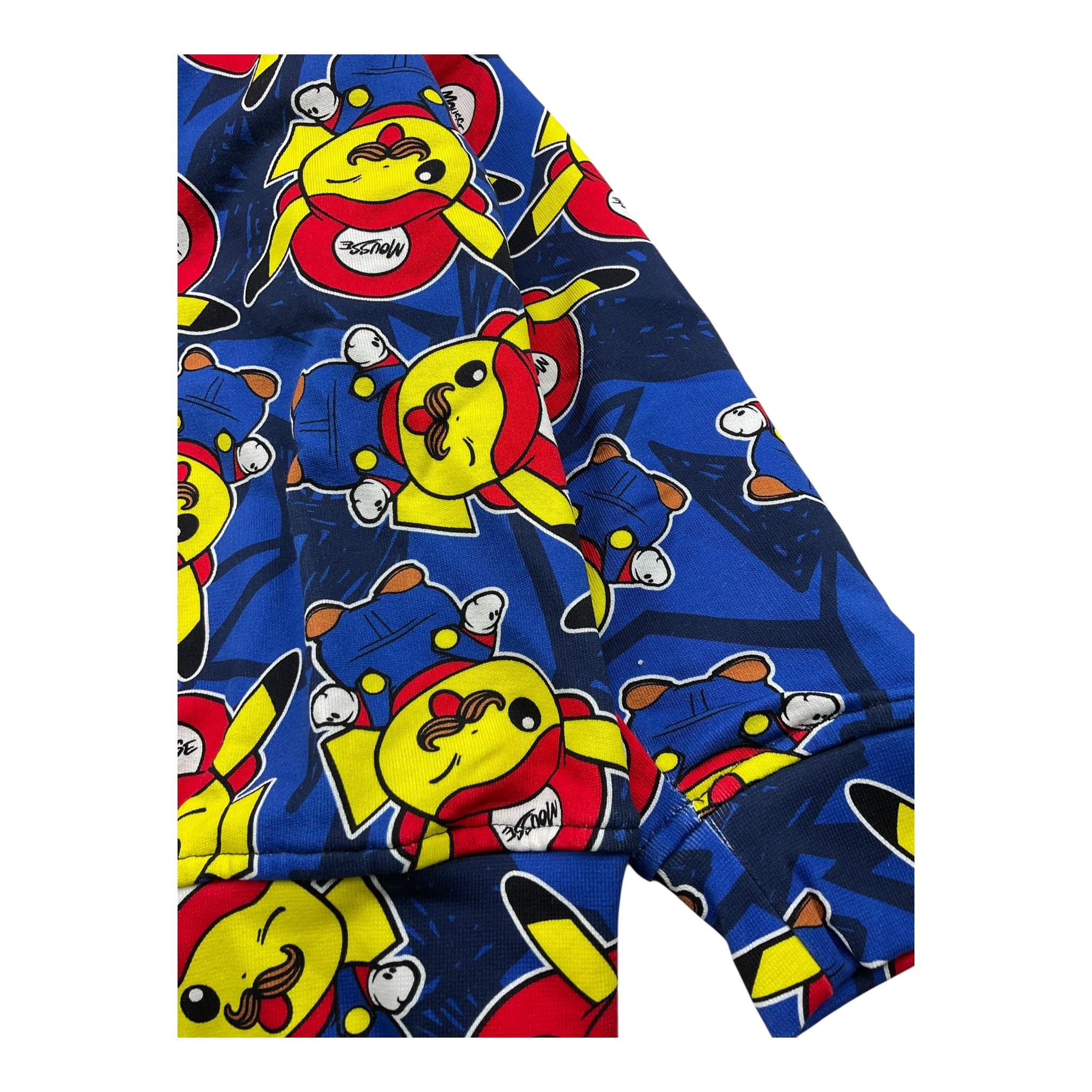 Mousse Felpa Tinta Unita con Cappuccio E Stampa per Bambino PIKAMARIOF BLU MOUSSE 