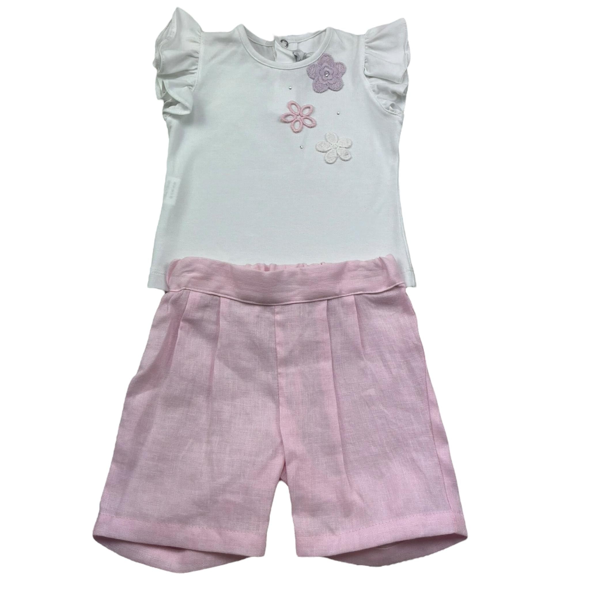 I Delfi Completo 2 Pezzi Canotta-Short per Neonata 25P5155 BIANCO/ROSA I DELFI 