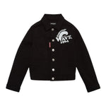 Dsquared2 Giacca In Denim Tinta Unita con Stampa per Bambino DQ2132X NERO DSQUARED2 