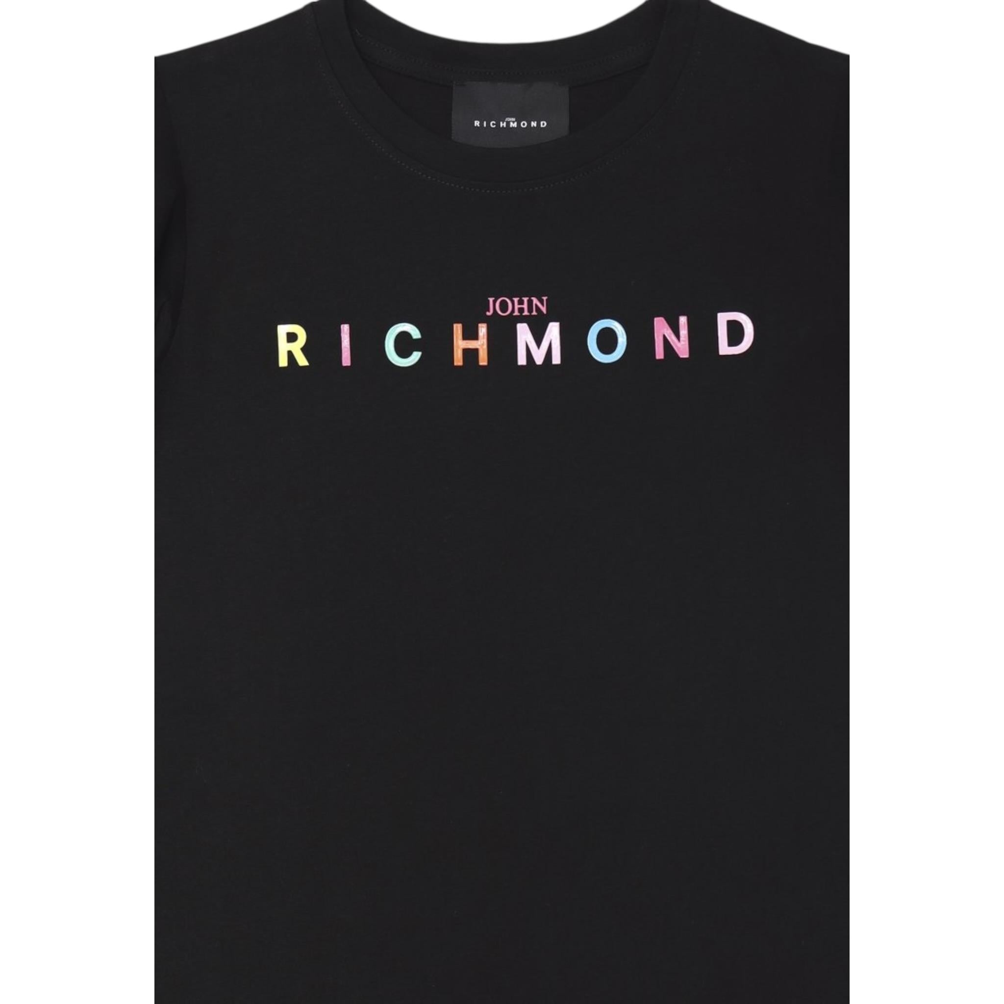 John Richmond T-Shirt Girocollo Tinta Unita con Logo per Bambina RGP25141TS NERO JOHN RICHMOND 