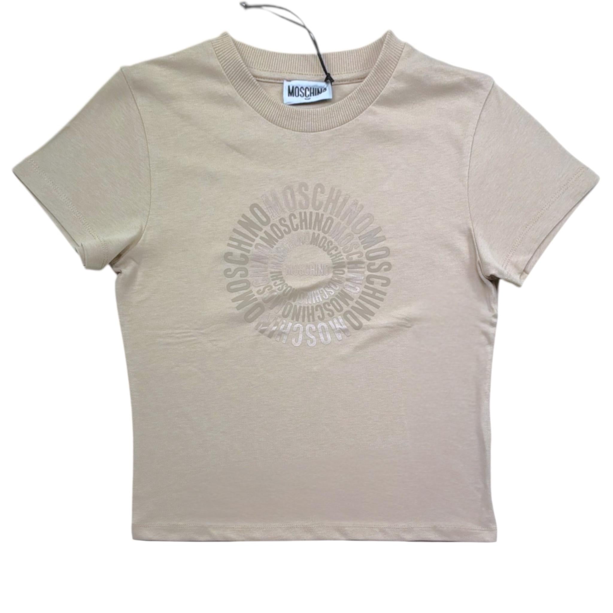 Moschino T-Shirt Girocollo Tinta Unita con Stampa per Bambina HXM058 BEIGE MOSCHINO 