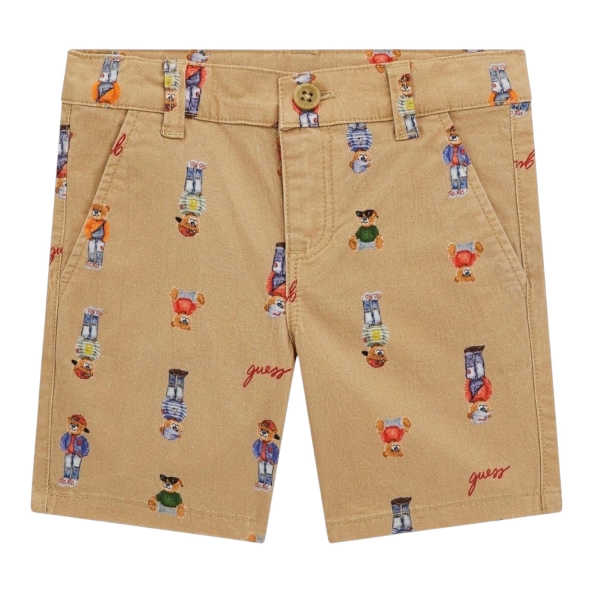 Guess Bermuda Tinta Unita con Fantasia Orsi per Bambino N5RD01WFY91J BEIGE GUESS 
