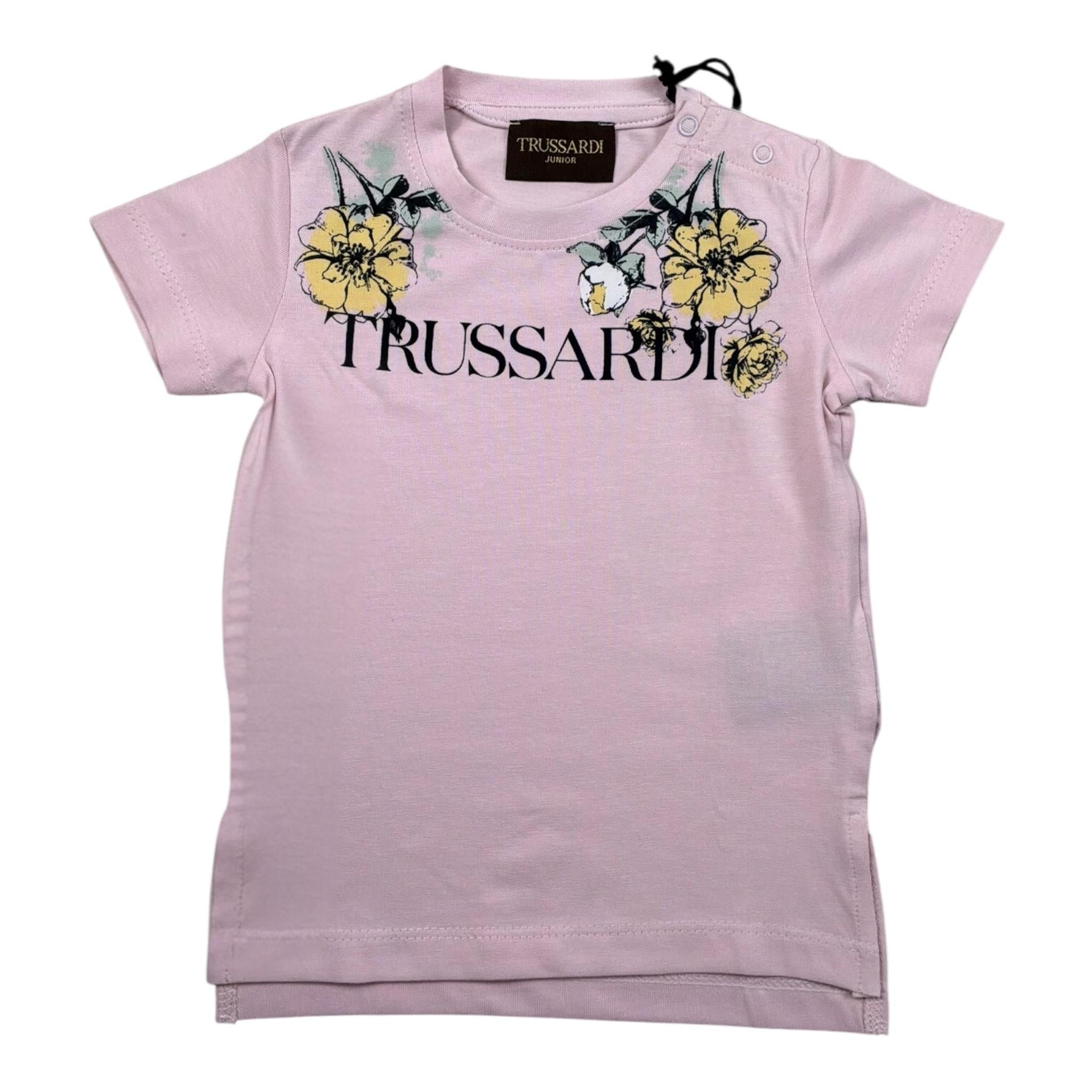 Trussardi T-Shirt Tinta Unita Girocollo con Stampa per Neonata TIP21087 ROSA TRUSSARDI 
