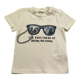 M+E' T.Shirt Girocollo Tinta Unita con Stampe per Bambino UEM0557J PANNA M+E' 