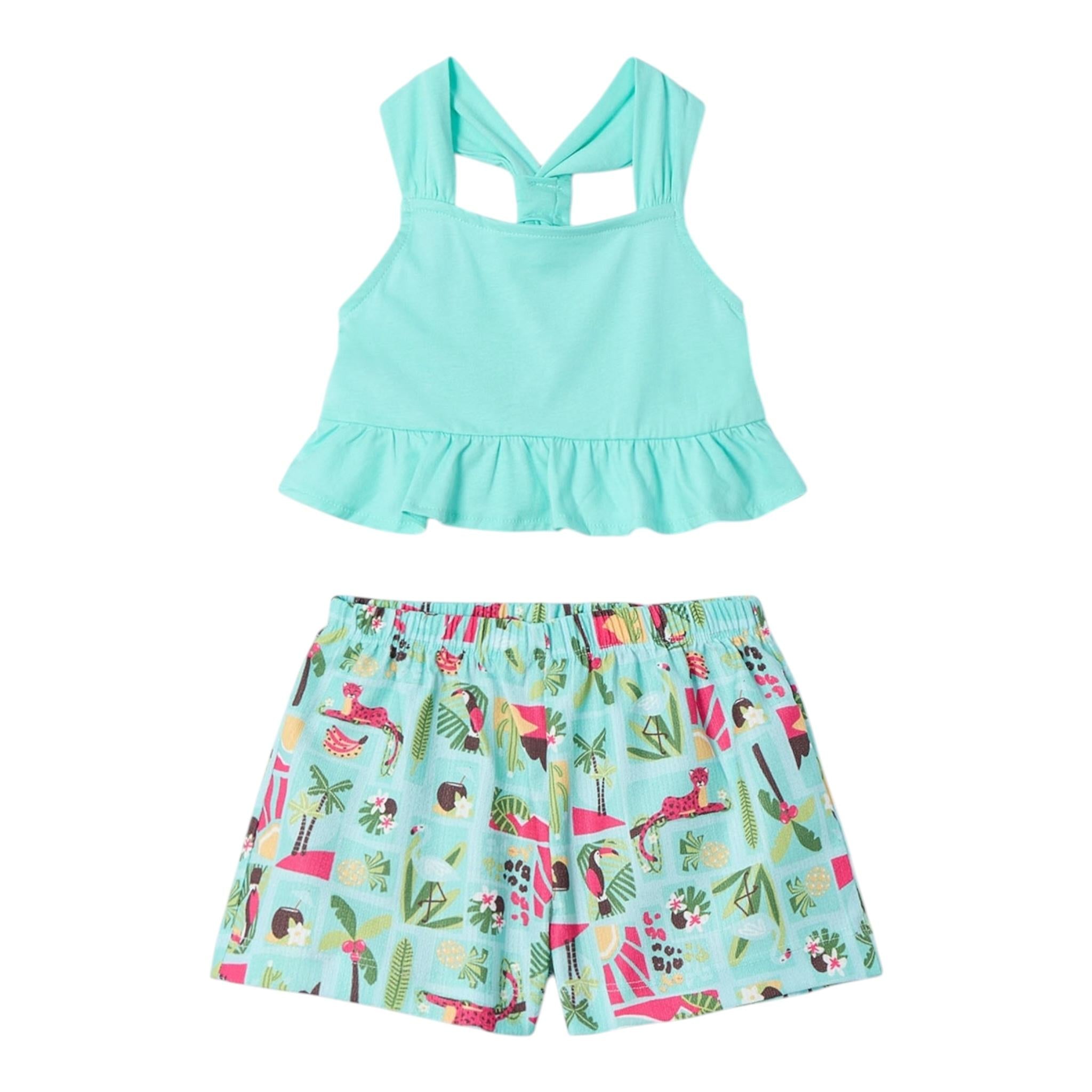 Mayoral Completo 2 Pezzi Top-Short per Neonata 3215N VERDE ACQUA MAYORAL 