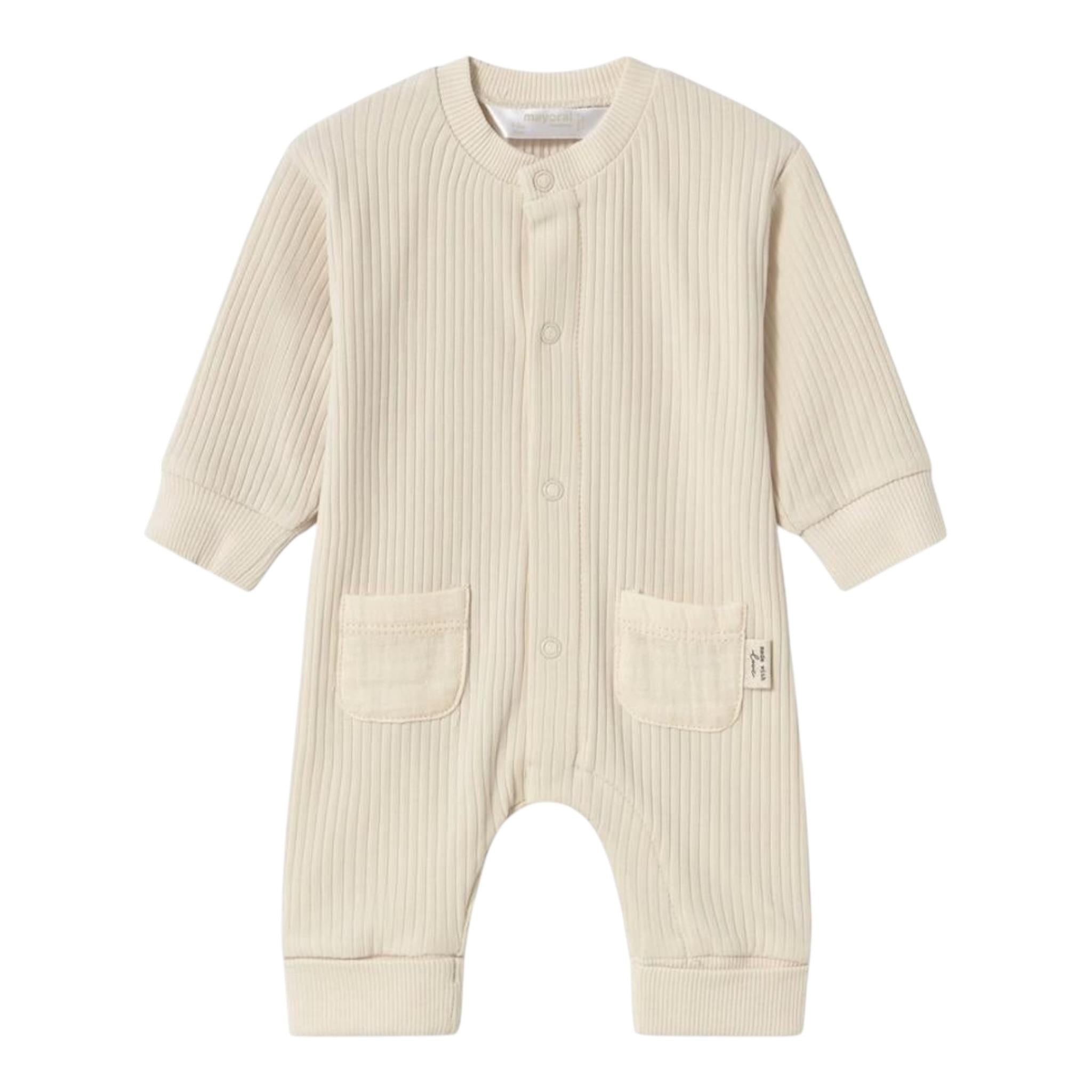 Mayoral Tutina Tinta Unita Girocollo A Costine per Neonato 1797 BEIGE MAYORAL 
