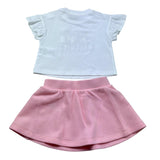 Moschino Completo 2 P T-Shirt Girocollo Tinta Unita con Stampa-Gonna per Neonata MBG01GG BIANCO MOSCHINO 