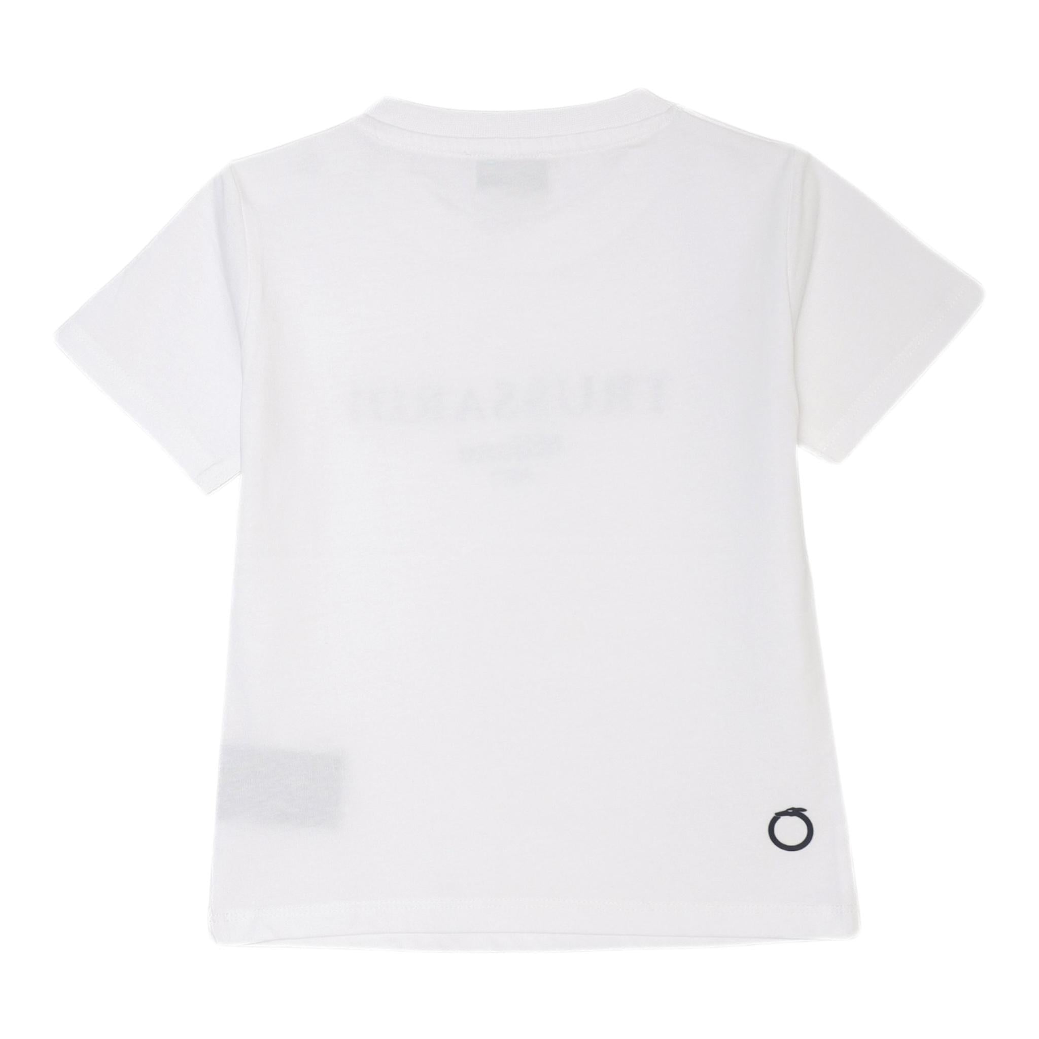Trussardi T-Shirt Girocollo Tinta Unita con Stampa per Bambino TBP25043TS BIANCO TRUSSARDI 