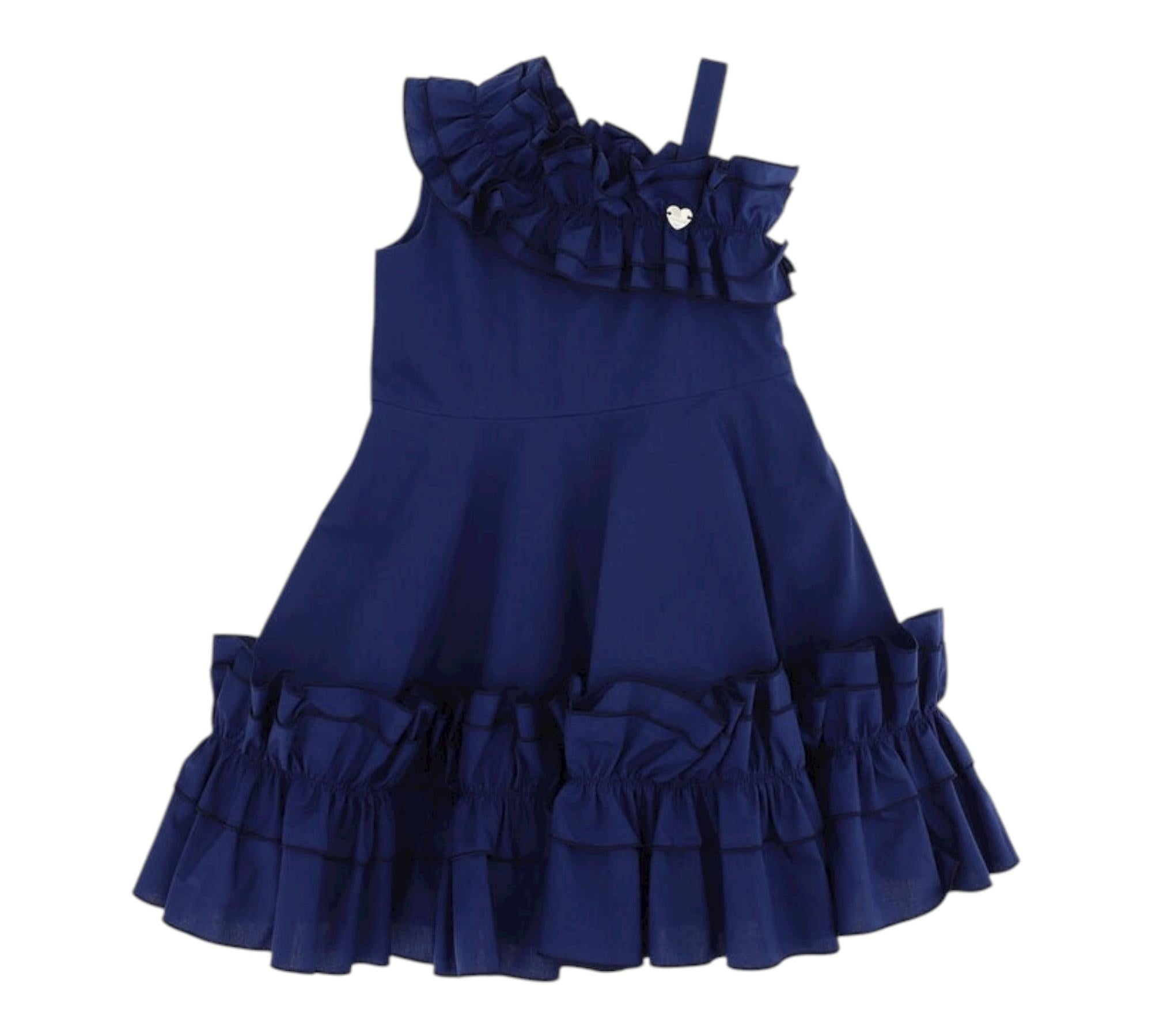 Monnalisa Abito Monospalla Tinta Unita per Bambina 117929A1 BLU MONNALISA 