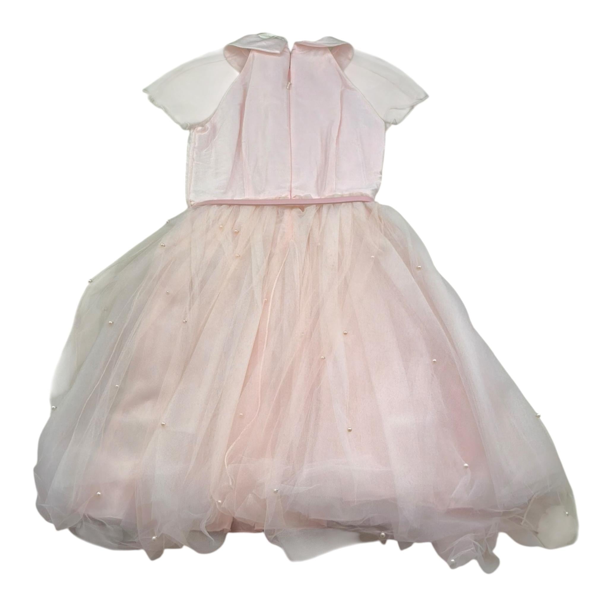 Monnalisa Abito Cerimonia Tinta Unita con Brillantini per Bambina DBIHN4I ROSA MONNALISA 