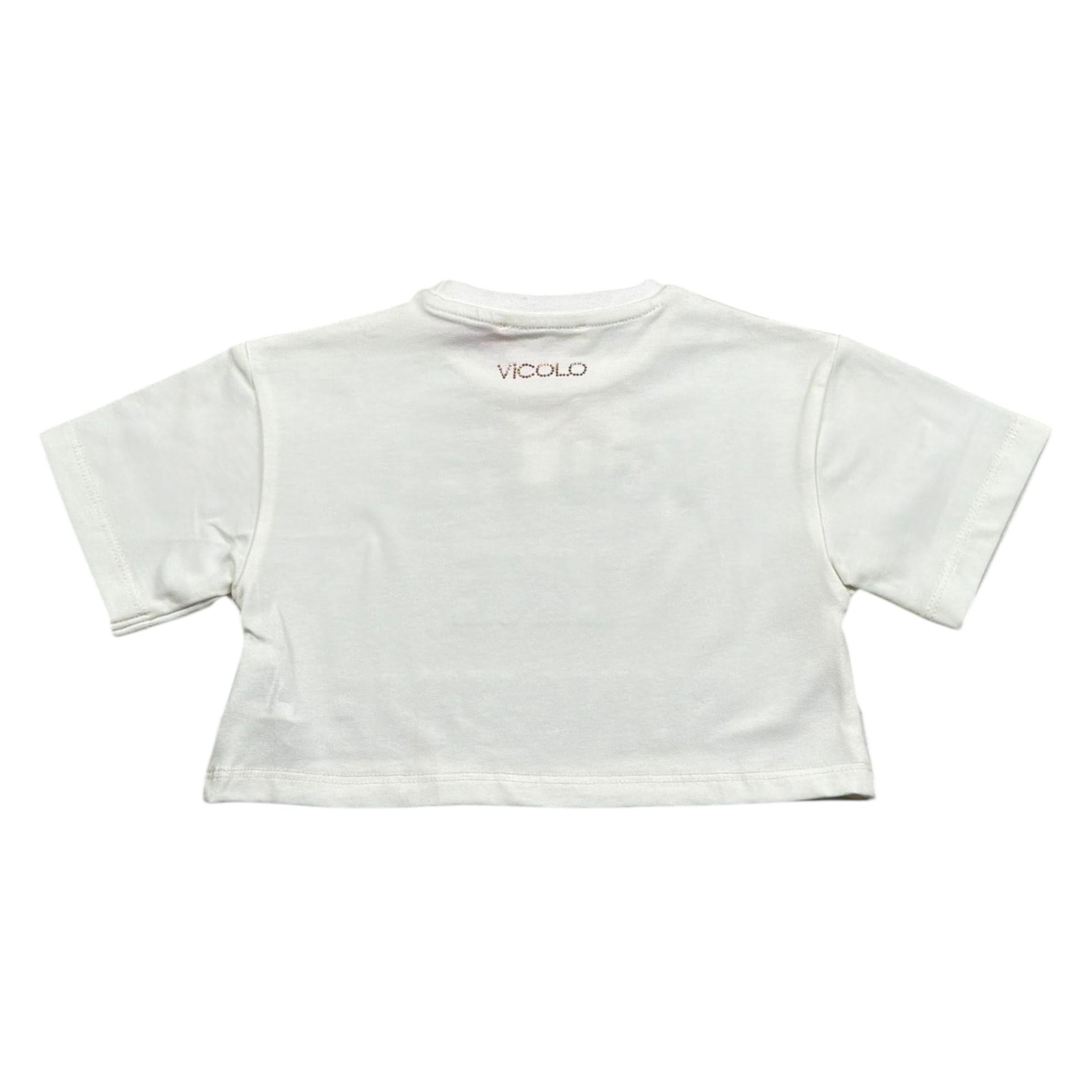 Vicolo T-Shirt Girocollo Tinta Unita con Brillantini per Neonata 3146MY00116 PANNA VICOLO 