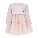 MONNALISA set abito cerimonia-coprispalle tinta unita con rose Rosa per Neonata 73D900 ROSA MONNALISA 