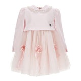 MONNALISA set abito cerimonia-coprispalle tinta unita con rose Rosa per Neonata 73D900 ROSA MONNALISA 