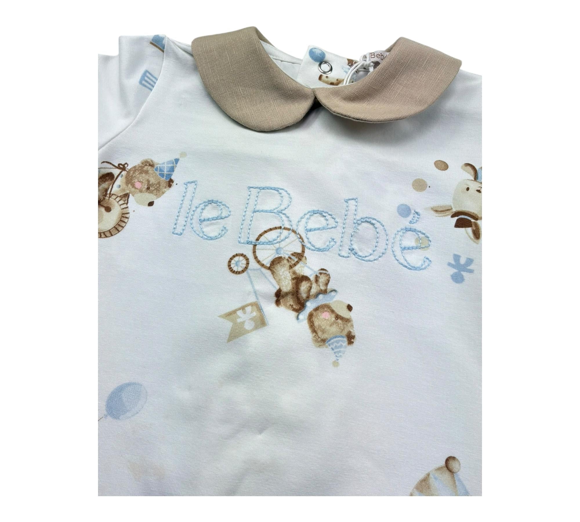 Le Bebe Pagliaccetto Mezza Manica Tinta Unita con Stampe per Neonato LBB5289 BIANCO LE BEBE 
