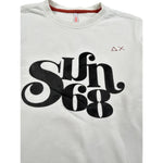 Sun68 Felpa Chiusa Girocollo tinta unita con Stampa Bianco per Bambino FLSP6 BIANCO SUN68 