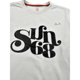 Sun68 Felpa Chiusa Girocollo tinta unita con Stampa Bianco per Bambino FLSP6 BIANCO SUN68 