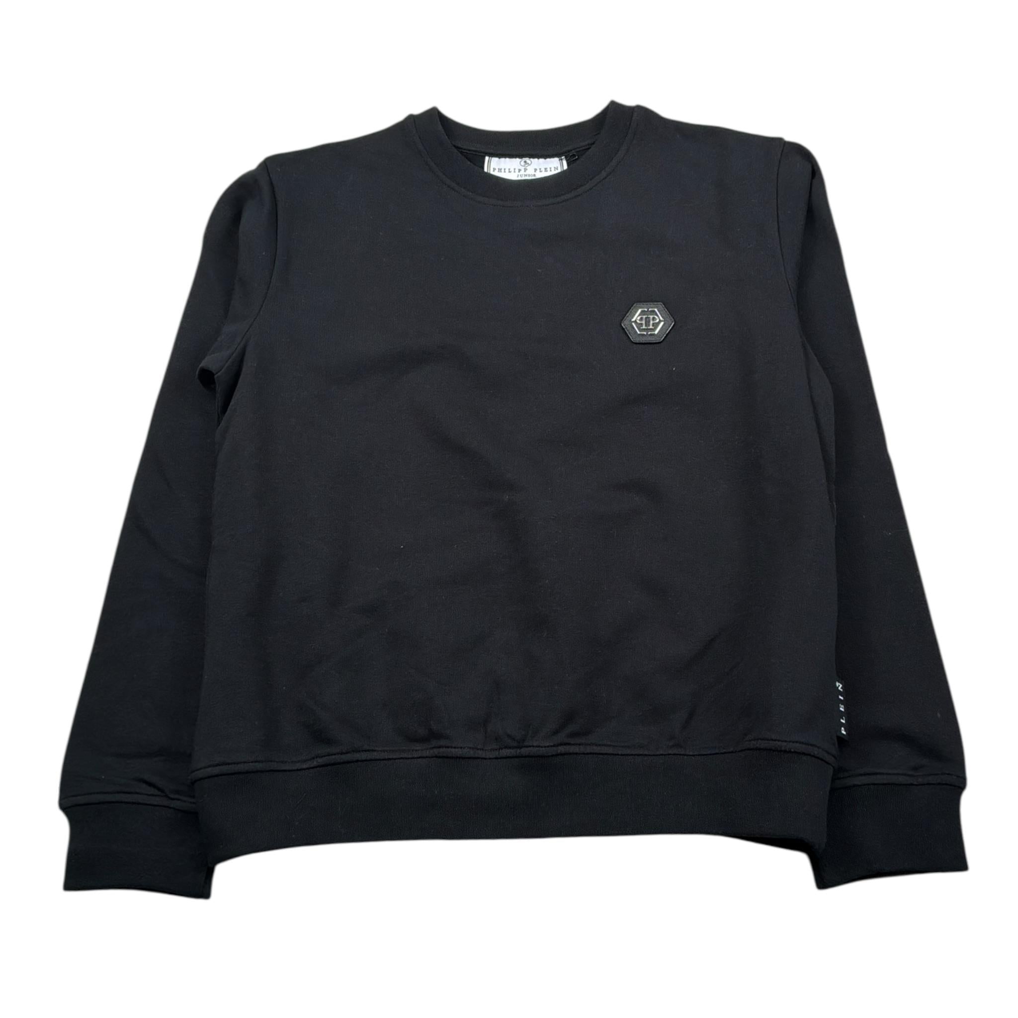 Philipp Plein Felpa Chiusa Girocollo tinta unita Nero per Bambino 31038 NERO PHILIPP PLEIN 