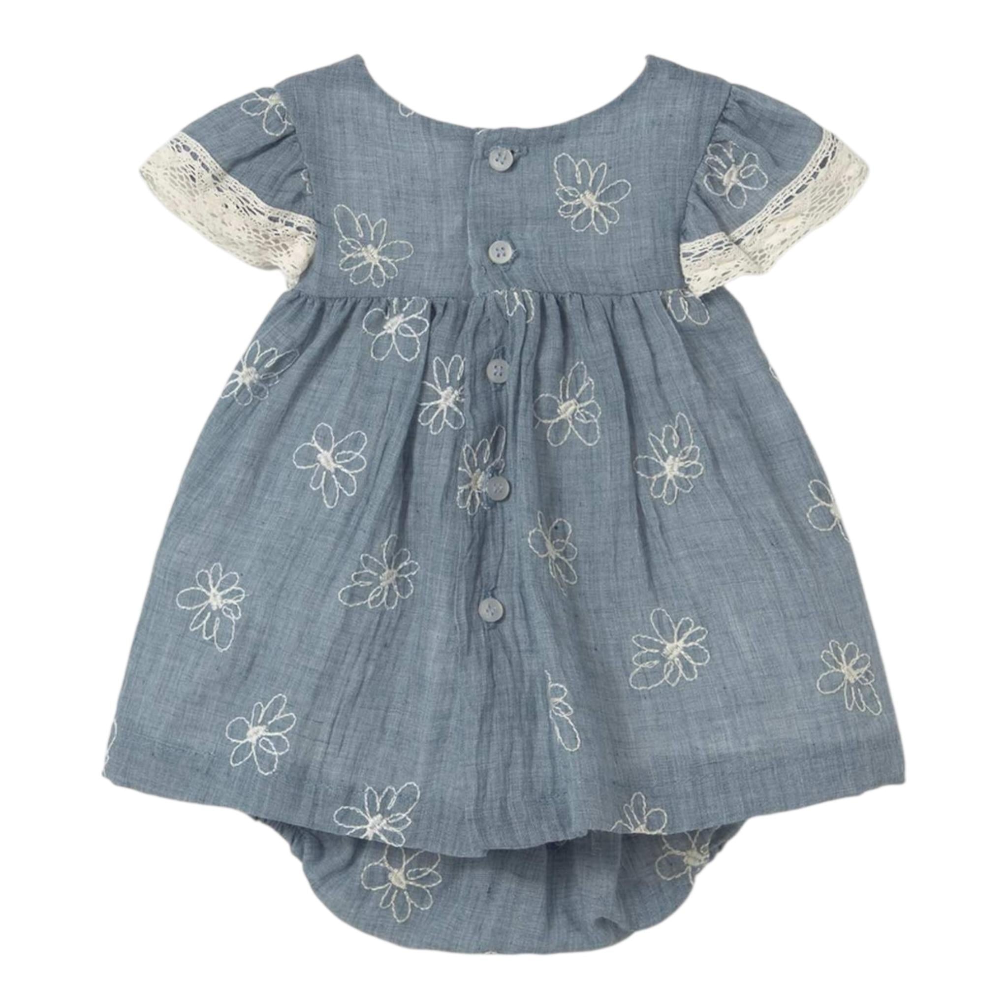 Mayoral Set Abito-Coulotte Tinta Unita con Ricami per Neonata 1848X AZZURRO MAYORAL 