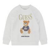 Guess Felpa Chiusa Girocollo Tinta Unita con Logo per Neonato K5RQ04KAD74 BIANCO GUESS 