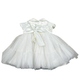 Le Bebe' Abito Cerimonia tinta unita con Tulle Bianco per Neonata LBG4285 BIANCO LE BEBE' 