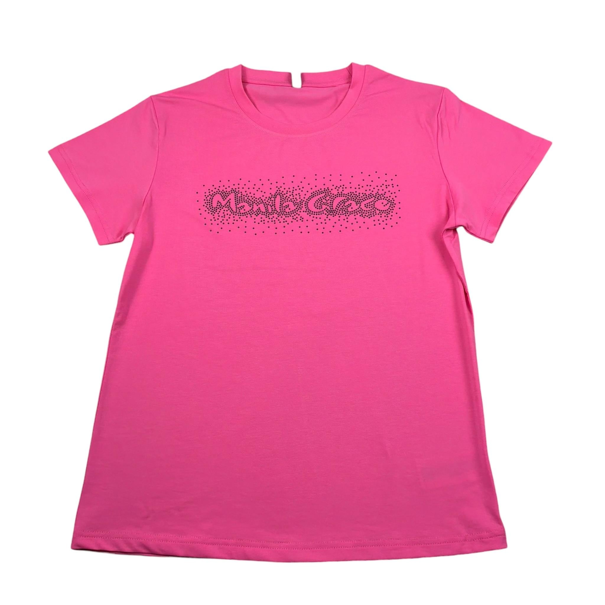 Manila Grace T-Shirt Girocollo Tinta Unita con Brillantini per Bambina MG2752 ROSA MANILA GRACE 