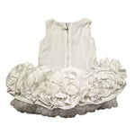 Fun & Fun Abito Giromanica Tinta Unita con Rose per Neonata FNCBDR2906 BIANCO FUN & FUN 