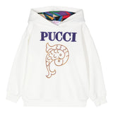 EMILIO PUCCI felpa chiusa con cappuccio tinta unita con ricami Bianco per Bambina PV4A50X BIANCO EMILIO PUCCI 