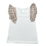 Lalalu' T-Shirt tinta unita con Balze Bianco per Bambina TSL70PB BIANCO LALALU' 
