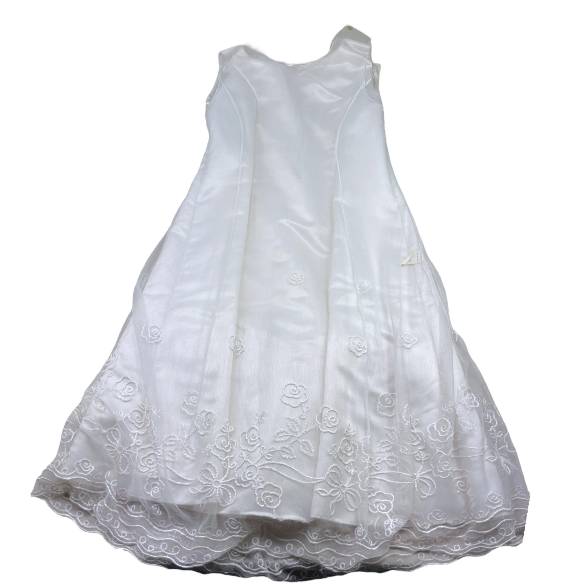 Monnalisa Abito Cerimonia Tinta Unita con Ricami per Bambina 715907 PANNA MONNALISA 