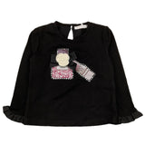 MISS GRANT shirt girocollo tinta unita cn stampa in contrasto Nero per Neonata MG1205 NERO MISS GRANT 