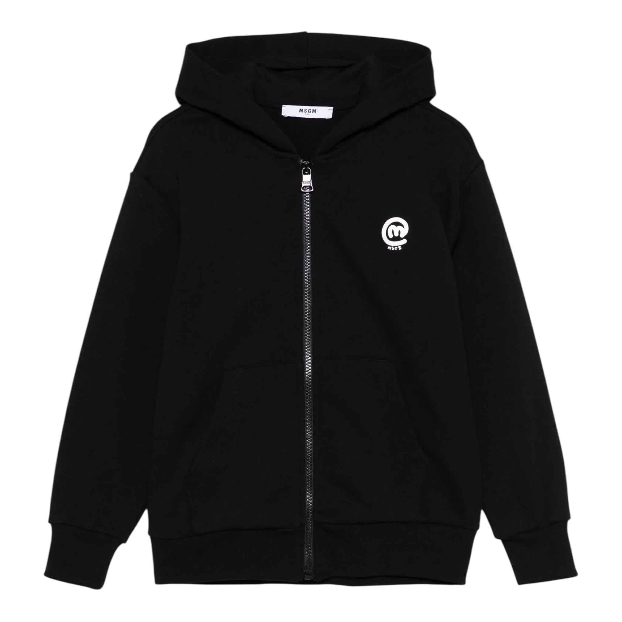 Msgm Felpa con Zip E Cappuccio Tinta Unita per Bambino S5MSJBZH276 NERO MSGM 