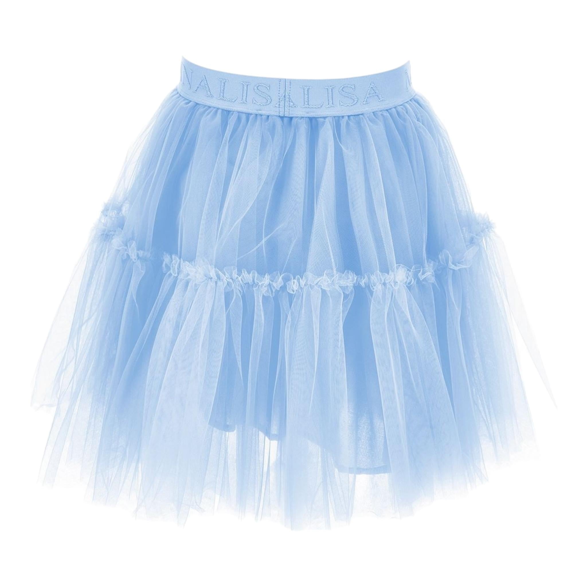 Monnalisa Gonna Tinta Unita con Tulle per Bambina 17CGON AZZURRO MONNALISA 