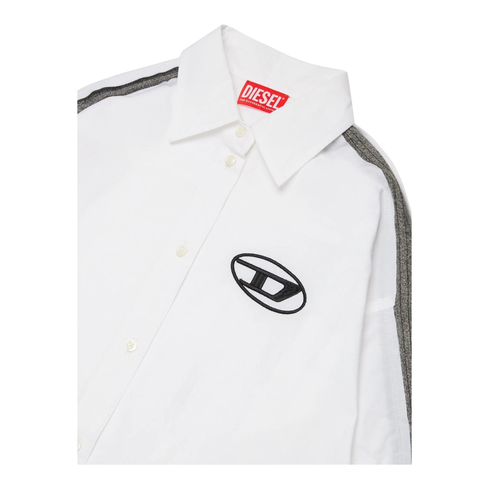 DIESEL abito modello camicia tinta unita con logo Bianco per Bambina J01939 BIANCO DIESEL 