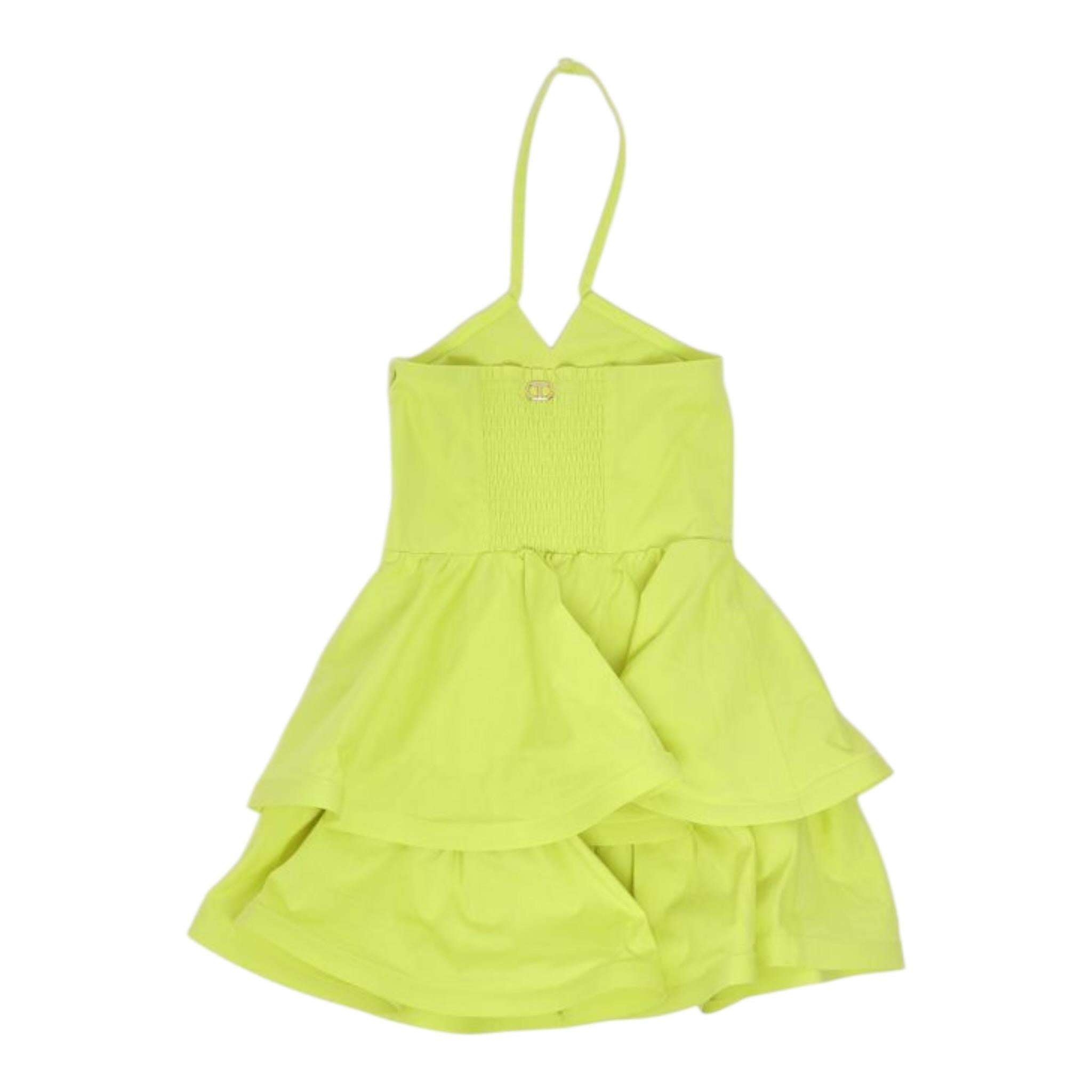 Twinset Abito Tinta Unita con Bretelle per Bambina 251GJ2420 VERDE ACIDO TWINSET 