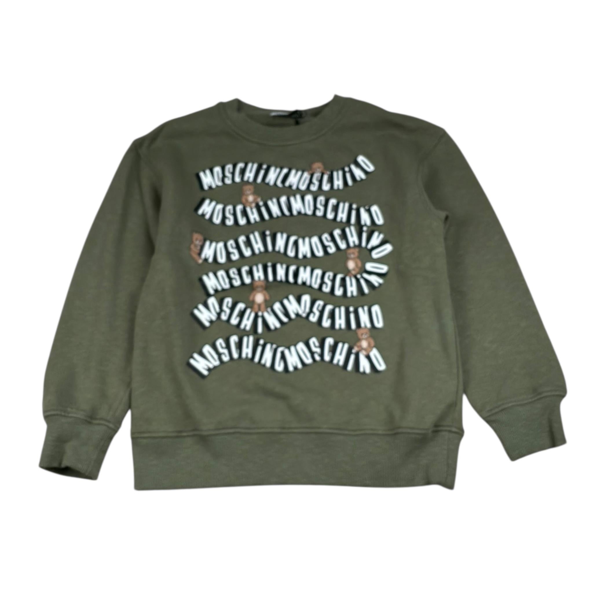 Moschino Felpa Girocollo Tinta Unita con Stampa per Bambino HUF09L VERDE MOSCHINO 